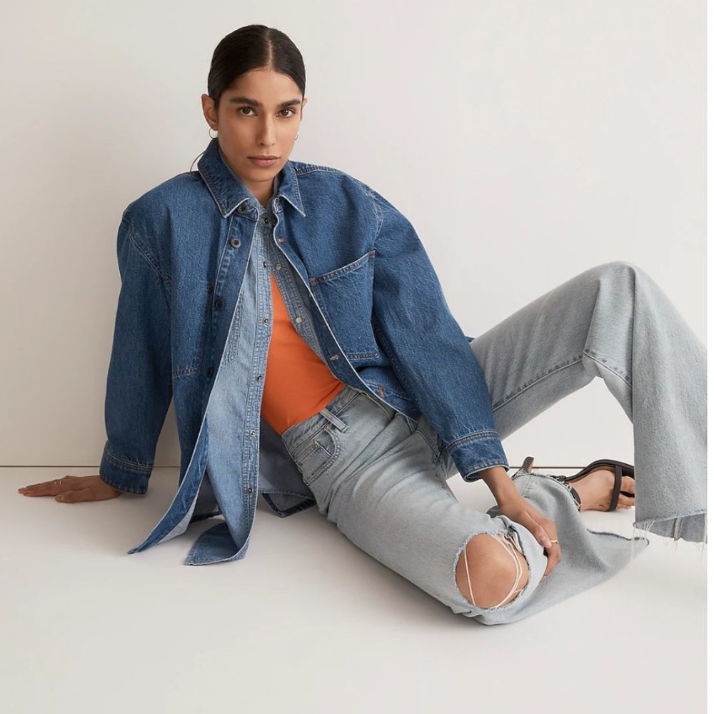 MADEWELL Denim Shirt-Jacket in Taitley Wash XS NWT